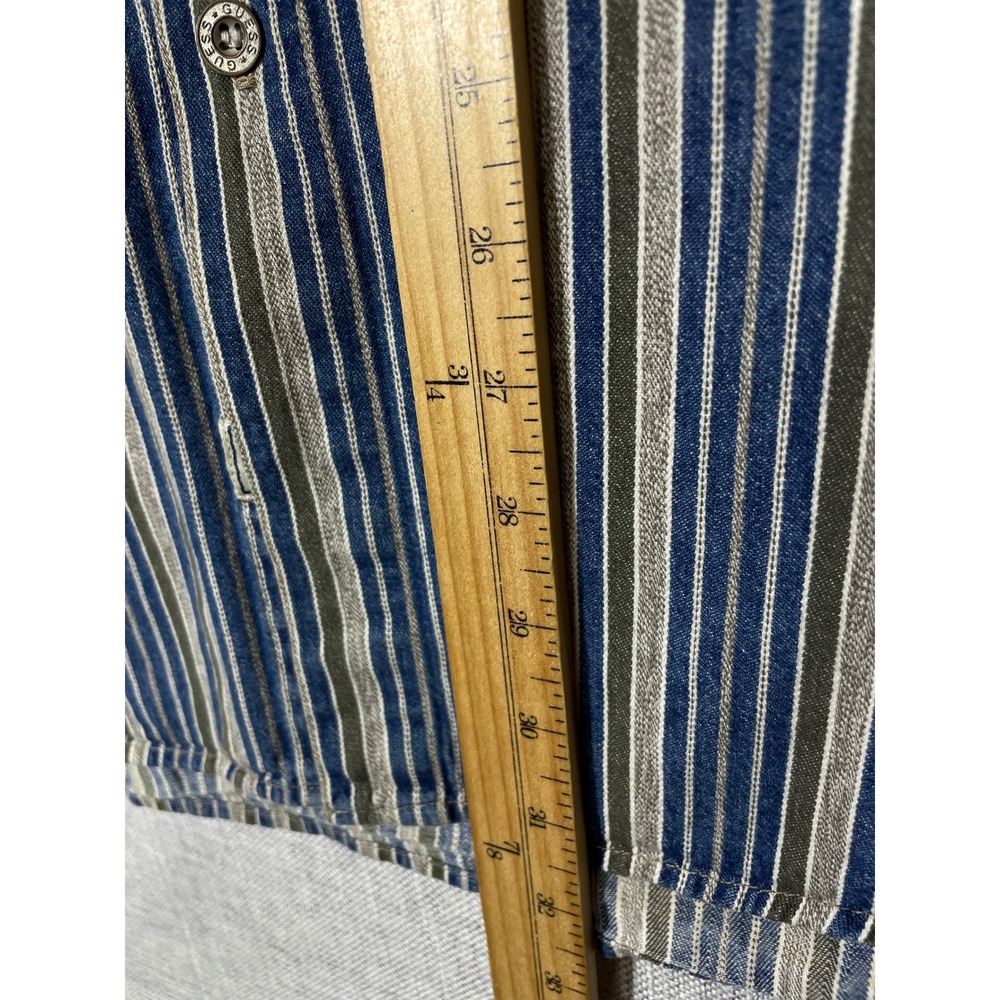 Vintage Guess Jeans USA Men XL Striped Button‎ Up Shirt Long Sleeve Menswear - Picture 9 of 12